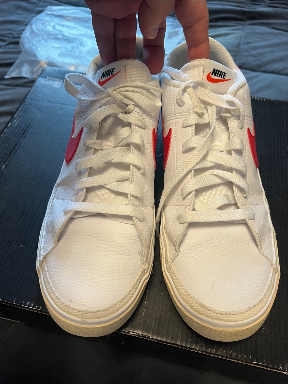Nike Men’s White Sneakers with Red Swoosh size 12 blazers